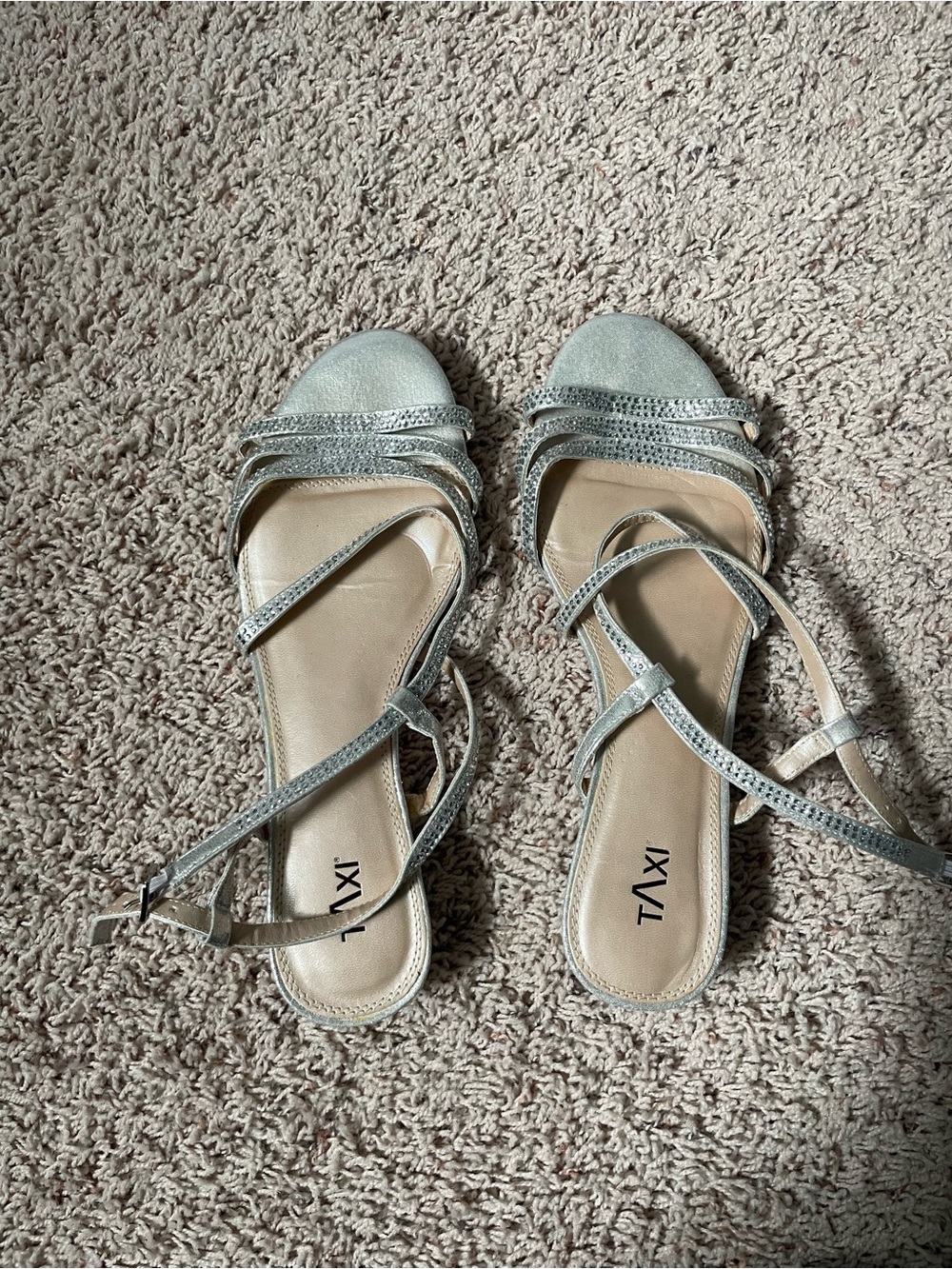 TAVIXI Silver Strappy Evening Sandals